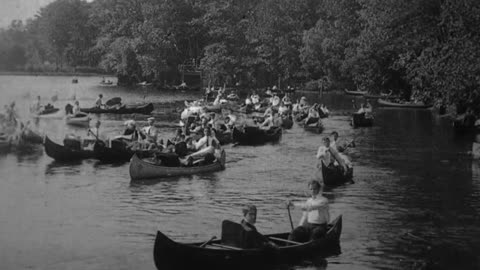 Canoeing On The Charles River, Boston, Massachusetts (1904 Original Black & White Film)