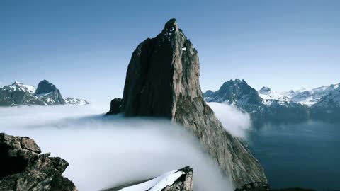 Beautiful clouds moving through from mountains