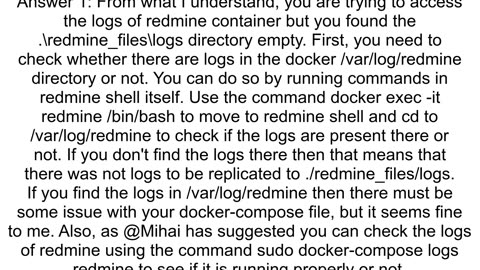 How to access redmine log folder inside a docker after a dockercompose