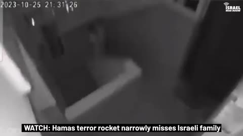 Footage from inside an apartment building in Rishon LeZion. An Israeli family narrowly