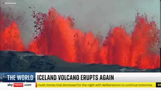 Iceland_ Volcano erupts again as country's civil defence put on high alert Sky News