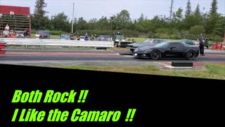 Late 60's Chevy Camaro Vs New Chevy Corvette 1/4 Mile Drag Race