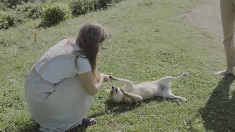 Dog training girls and plaing with dog 🐕🐶