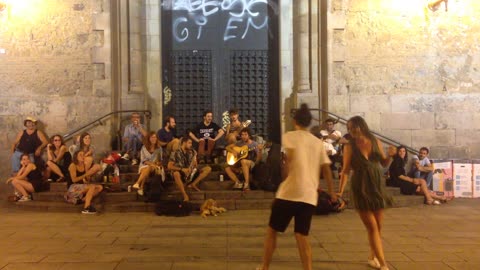 Tiptap dancing in the plaza square of Roma