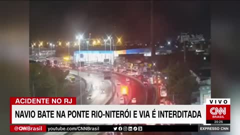 Navio bate na ponte Rio-Niterói e via é interditada nos dois sentidos | EXPRESSO CNN