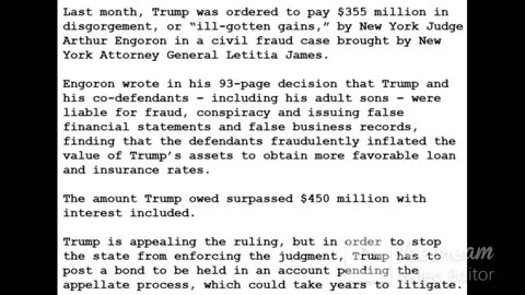 24-0318 - Trump is Unable to Make $464 Million Bond in Civil Fraud Case