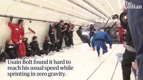 Usain Bolt floats to victory in zero-gravity race