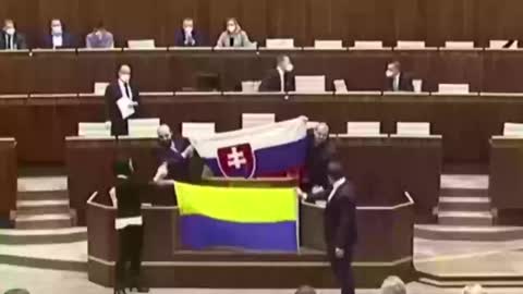 When they tried the Ukrainian flag drop in the Slovakian parliament