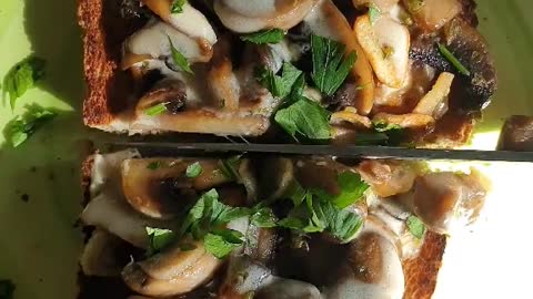 mushroom toast with tahini sauce