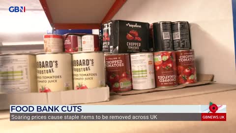 Soaring prices cause staple items to be removed from UK food banks Ellie Costello reports