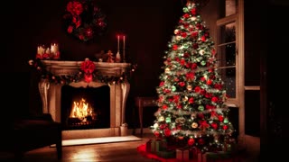 Fireplace Snow and Enchanted Christmas Music 🎄
