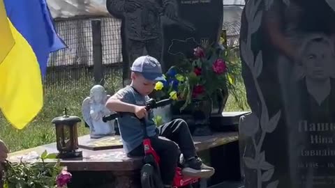 A young Ukrainian boy visits his father