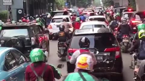 Stuck in the streets of Indonesia. Are you stuck in traffic there?