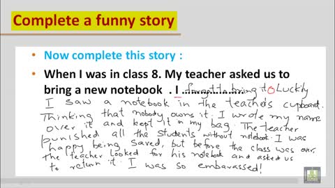 WRITING B1 - U11 - complete a funny story