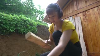 How To Make Wooden Table and Chair - Excellent Carpenter Girl | Free Bushcraft, Ep.94