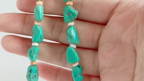 Irregular Blue Natural turquoise orange spiny oyster Bumble bee beads Healing Gemstone Necklace