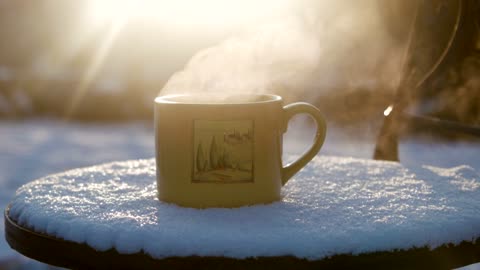 Hot beverage and steam outdoors