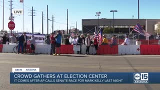 Crowd gathers at Maricopa County Elections Department as votes, Update.