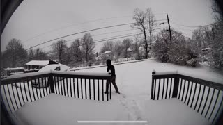 Doorbell Camera Catches Man Falling on His Back