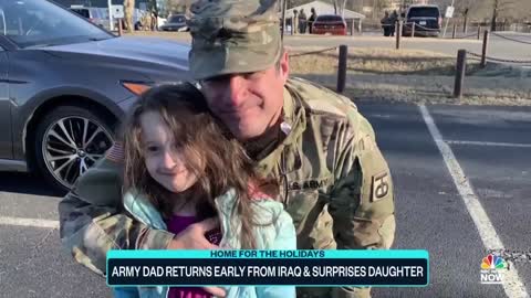 ARMY DAD RETURNS EARLY FROM IRAQ & SURPRISES DAUGHTER