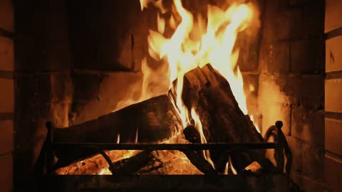 Relaxing Fireplace with Burning Logs for easy to Sleep, Stress Relief.