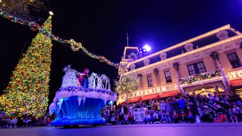 The entire nighttime performance show for Disneyland's A Christmas Fantasy Parade in 2022