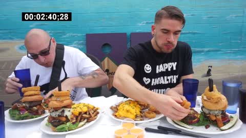 MASSIVE BURGER AND CHEESY FRY CHALLENGE! In Ohio | Chives | Man Vs Food