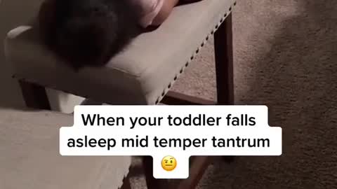 Toddler Falls Asleep Mid Temper Tantrum on Stool
