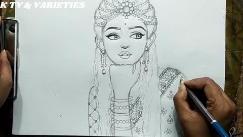 How to draw a traditional marriage picture of a beautiful girl step by step Pencil Sketch.
