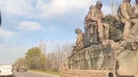 US armoured vehicles seen on the move in Ukraine.