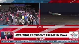 Trumps Jet landing in Sioux City, Iowa for the Save America Rally