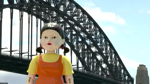 Giant 'Squid Game' doll installed in Sydney Harbour