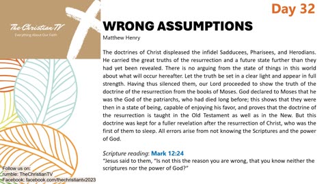 #032 Daily Devotions I Wrong Assumptions I TheChristianTV