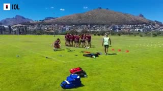 The Blitzboks take part in a training session at Hamiltons Rugby Club