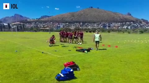 The Blitzboks take part in a training session at Hamiltons Rugby Club