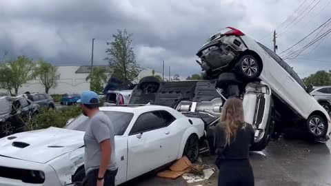 FLORIDA FLIPPED UPSIDE DOWN! 130MPH Tornado Tosses Cars Into Pile [WATCH]