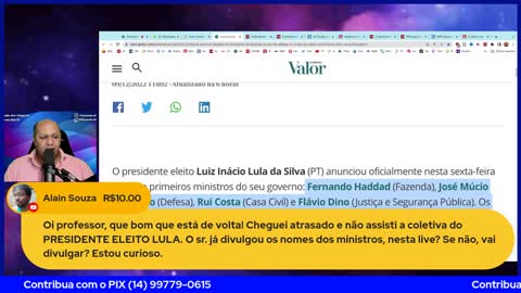 Lula apresenta primeiros nomes de seu ministério - UB quer mandar Moro embora