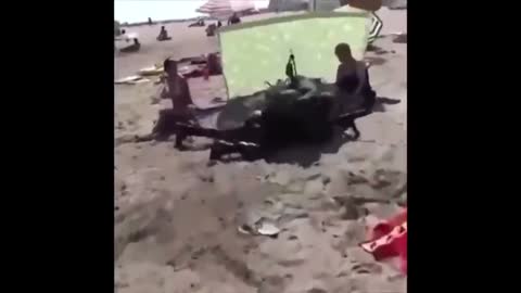Man Rushes Beach Like It’s D-Day