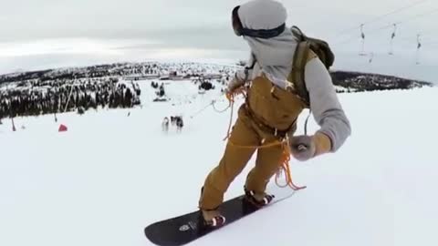 Who wants to try snowboarding with huskies?!