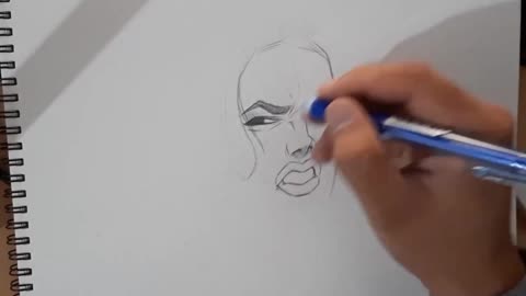 Pencil drawing technique, female face