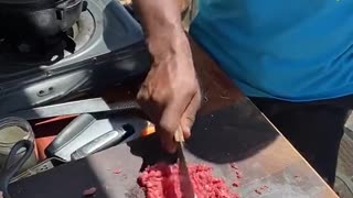 Some creamy cabbage slaw Air frier burgers and this time i minced the meat by hand