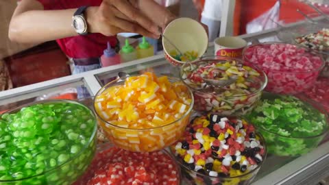 $1 Rainbow Shaved Ice Dessert - Cambodian Street Food