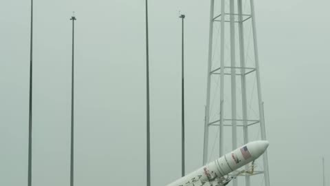 Antares Rocket Raised on Launch Pad