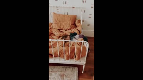 Adorable toddler fakes sleeping after being caught- NEWS OF WORLD 🌏