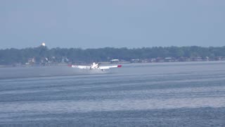 Fire Boss Plane scooping water Trinity Lake for walker County fire Huntsville Tx Sept 3 2023