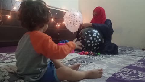 Fun balloon popping 😁 with my little one