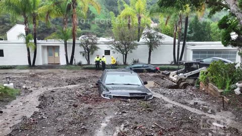 2-5-2024 Beverly Hills, CA-Debris Flow buries cars, evacuations,