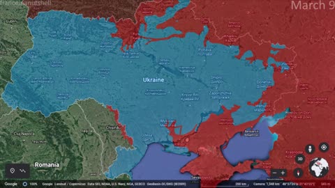 Russo-Ukrainian War 9th of March Mapped using Google Earth