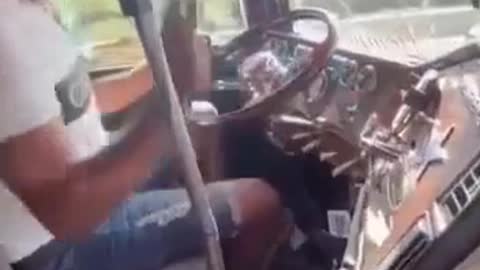 First perspective, driving a big truck