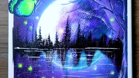 My Art - Amazing drawing purple moon Fantastic night